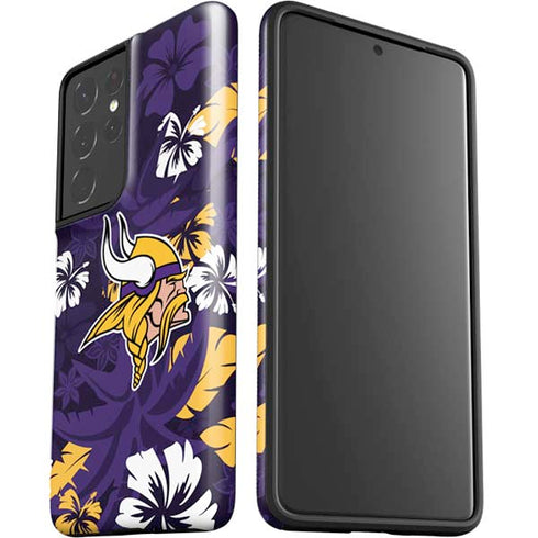 NFL Minnesota Vikings Tropical Print Galaxy S21 Ultra 5G Pro Case