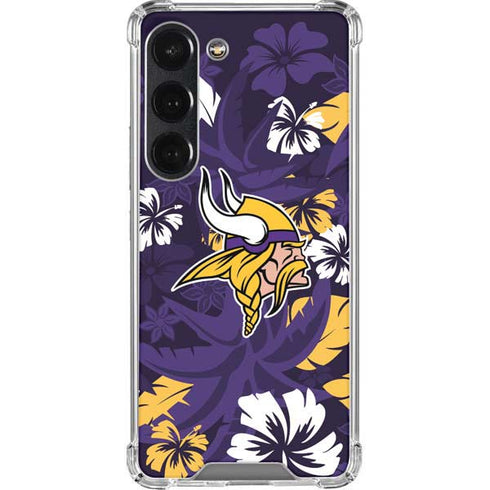 NFL Minnesota Vikings Tropical Print Galaxy S23 Clear Case