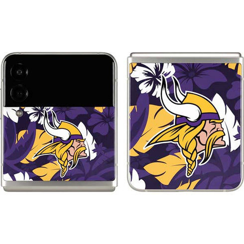 NFL Minnesota Vikings Tropical Print Galaxy Z Flip3 5G Skin