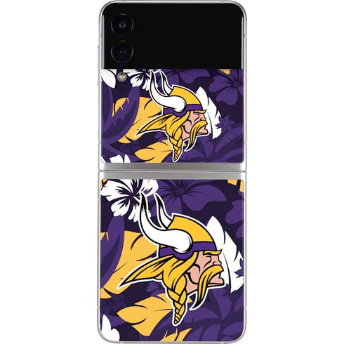 NFL Minnesota Vikings Tropical Print Galaxy Z Flip3 5G Skin