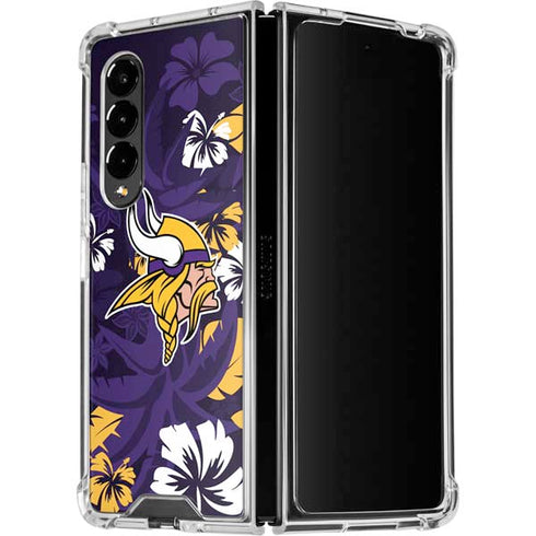 NFL Minnesota Vikings Tropical Print Galaxy Z Fold4 5G Clear Case