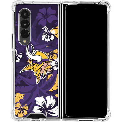 NFL Minnesota Vikings Tropical Print Galaxy Z Fold4 5G Clear Case