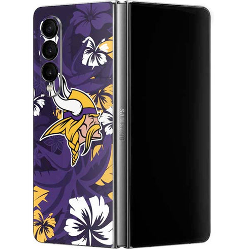 NFL Minnesota Vikings Tropical Print Galaxy Z Fold4 5G Skin