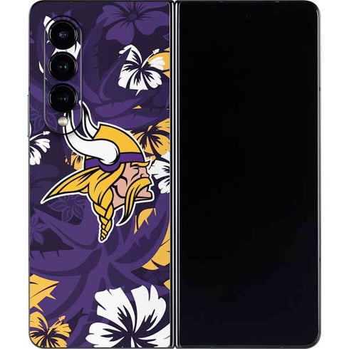 NFL Minnesota Vikings Tropical Print Galaxy Z Fold4 5G Skin