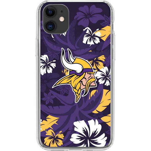 NFL Minnesota Vikings Tropical Print iPhone 11 Clear Case
