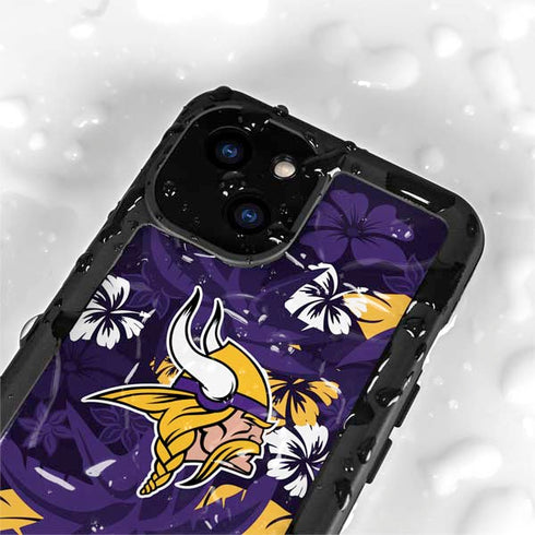 NFL Minnesota Vikings Tropical Print iPhone 13 Mini Waterproof Case