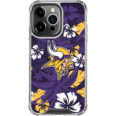 NFL Minnesota Vikings Tropical Print iPhone 13 Pro Clear Case