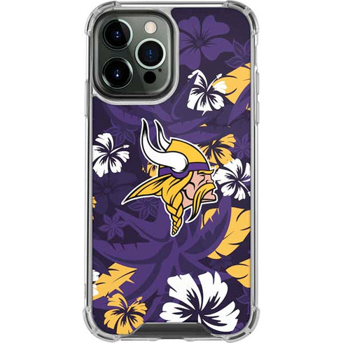 NFL Minnesota Vikings Tropical Print iPhone 13 Pro Max Clear Case