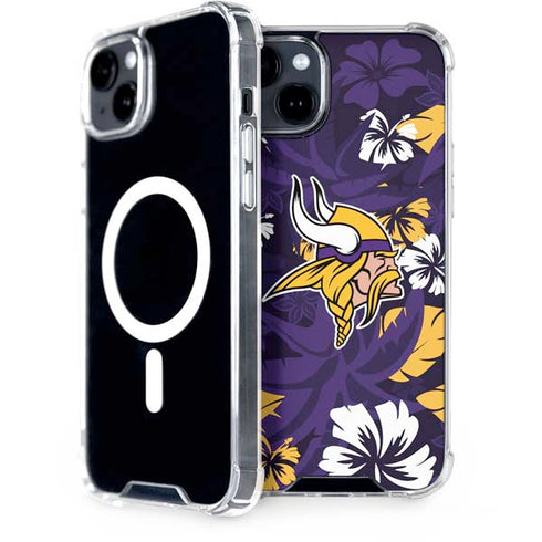 NFL Minnesota Vikings Tropical Print iPhone 15 Plus MagSafe Case