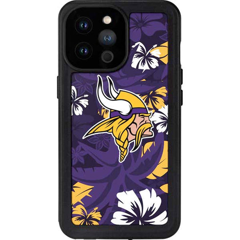 NFL Minnesota Vikings Tropical Print iPhone 14 Pro Max Waterproof Case