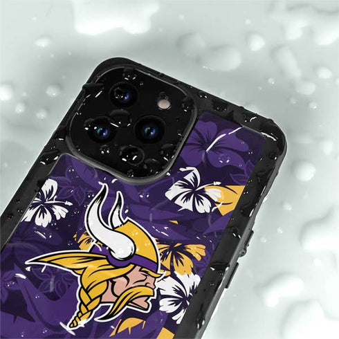 NFL Minnesota Vikings Tropical Print iPhone 14 Pro Max Waterproof Case