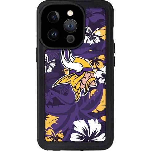 NFL Minnesota Vikings Tropical Print iPhone 14 Pro Waterproof Case