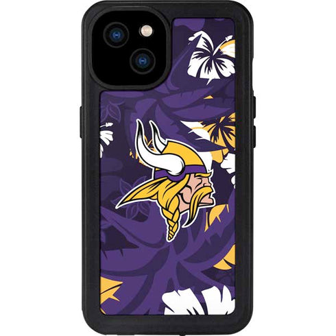 NFL Minnesota Vikings Tropical Print iPhone 15 Plus Waterproof Case