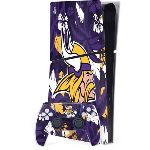NFL Minnesota Vikings Tropical Print PS5 Slim Digital Edition Console Skin