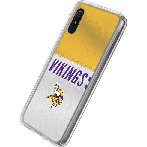NFL Minnesota Vikings White Striped Galaxy A10e Clear Case
