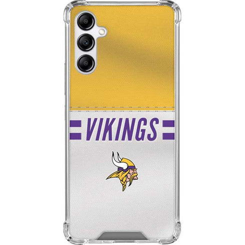 NFL Minnesota Vikings White Striped Galaxy A14 5G Clear Case