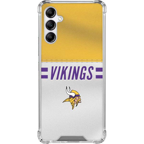 NFL Minnesota Vikings White Striped Galaxy A15 5G Clear Case