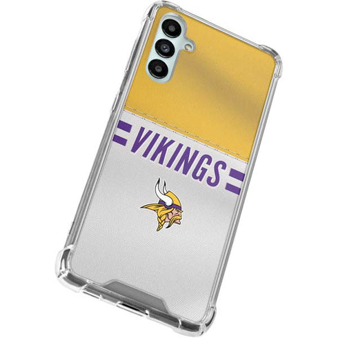 NFL Minnesota Vikings White Striped Galaxy A15 5G Clear Case