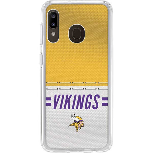 NFL Minnesota Vikings White Striped Galaxy A20 Clear Case