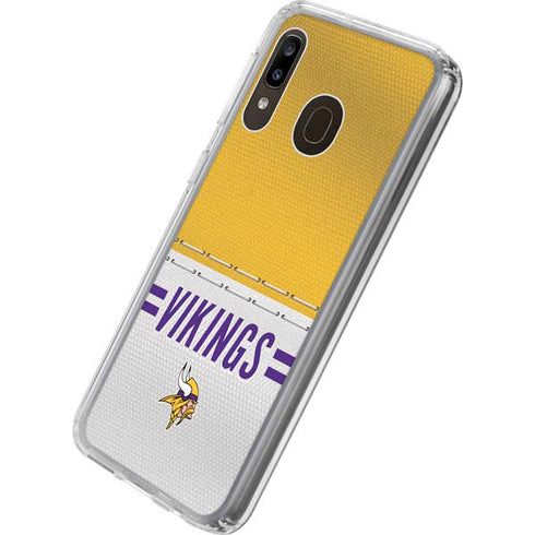NFL Minnesota Vikings White Striped Galaxy A20 Clear Case