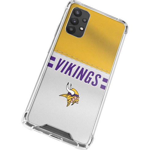 NFL Minnesota Vikings White Striped Galaxy A32 5G Clear Case