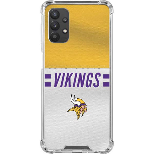 NFL Minnesota Vikings White Striped Galaxy A32 5G Clear Case