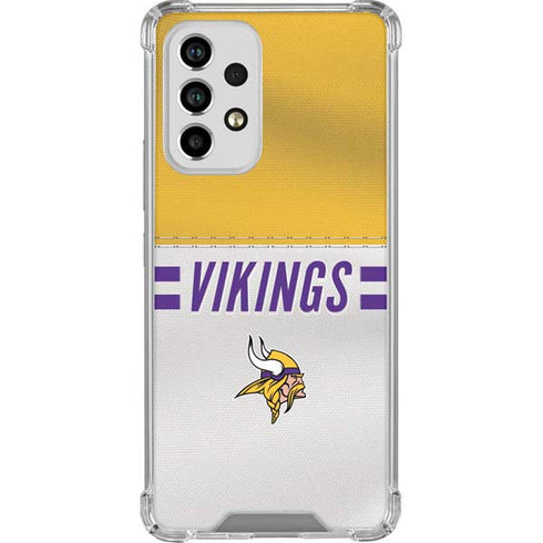 NFL Minnesota Vikings White Striped Galaxy A53 5G Clear Case
