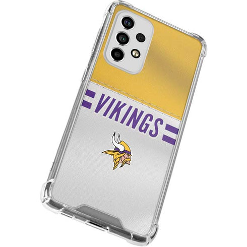 NFL Minnesota Vikings White Striped Galaxy A53 5G Clear Case