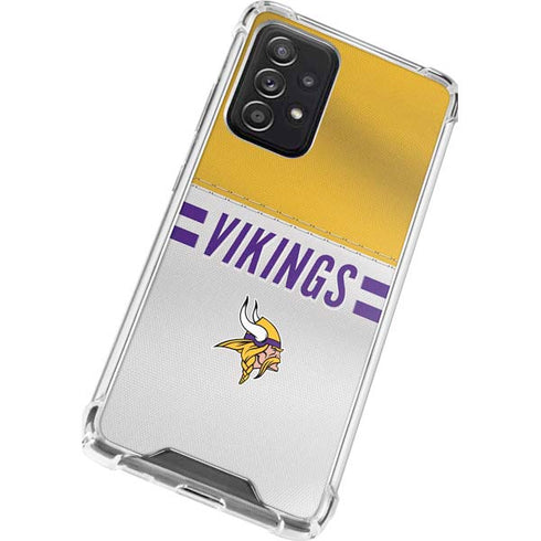 NFL Minnesota Vikings White Striped Galaxy A72 5G Clear Case