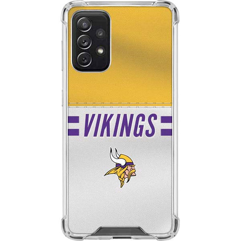 NFL Minnesota Vikings White Striped Galaxy A72 5G Clear Case