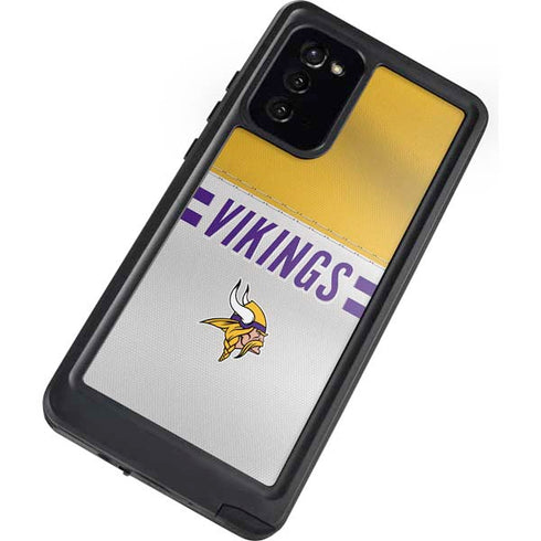 NFL Minnesota Vikings White Striped Galaxy Note20 5G Waterproof Case