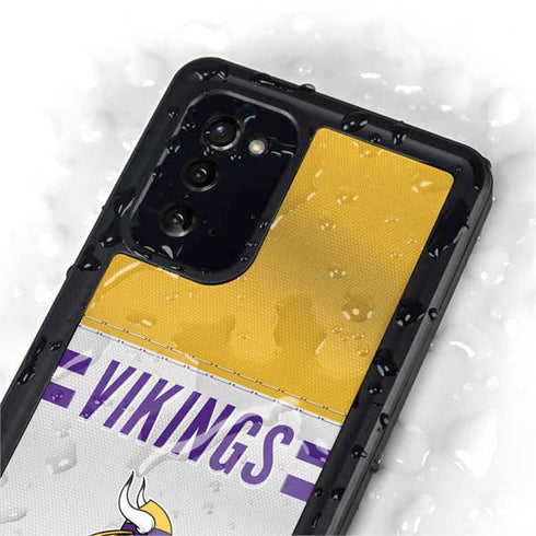 NFL Minnesota Vikings White Striped Galaxy Note20 5G Waterproof Case