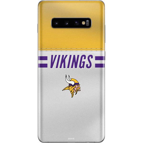 NFL Minnesota Vikings White Striped Galaxy S10 Plus Skin