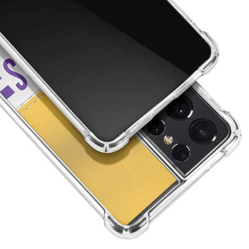NFL Minnesota Vikings White Striped Galaxy S21 Ultra 5G Clear Case