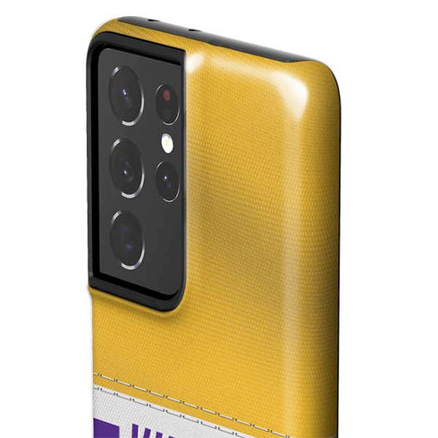 NFL Minnesota Vikings White Striped Galaxy S21 Ultra 5G Pro Case