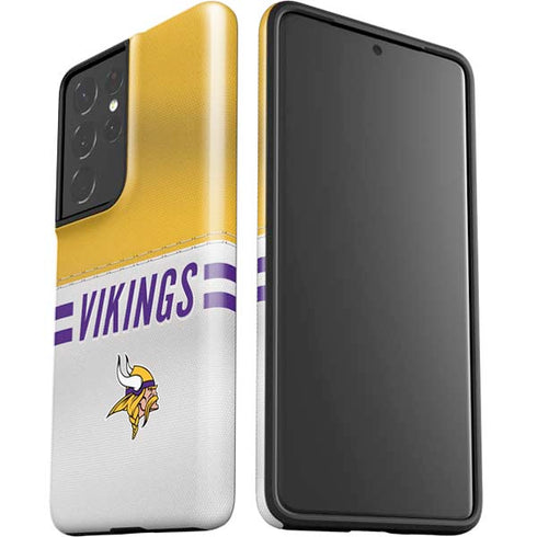 NFL Minnesota Vikings White Striped Galaxy S21 Ultra 5G Pro Case