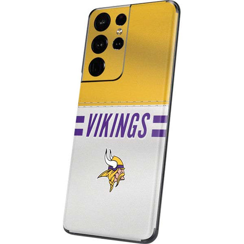 NFL Minnesota Vikings White Striped Galaxy S21 Ultra 5G Skin