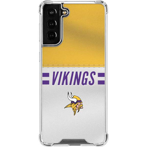 NFL Minnesota Vikings White Striped Galaxy S22 Plus Clear Case