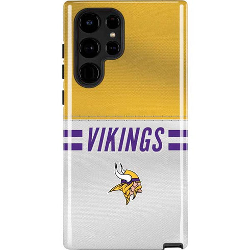 NFL Minnesota Vikings White Striped Galaxy S22 Ultra Pro Case