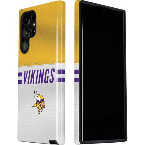 NFL Minnesota Vikings White Striped Galaxy S22 Ultra Pro Case