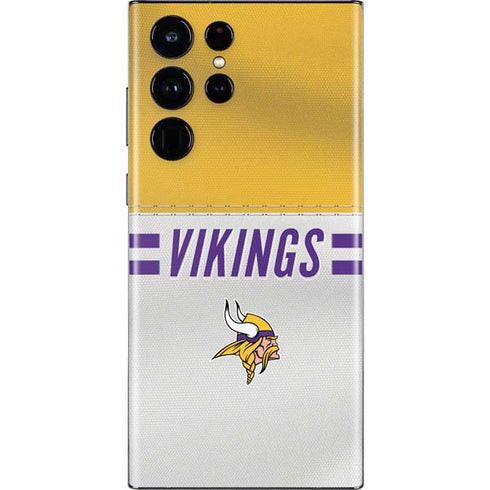 NFL Minnesota Vikings White Striped Galaxy S22 Ultra Skin