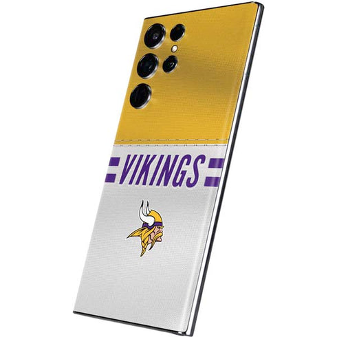 NFL Minnesota Vikings White Striped Galaxy S22 Ultra Skin