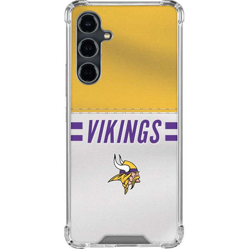 NFL Minnesota Vikings White Striped Galaxy S23 FE Clear Case