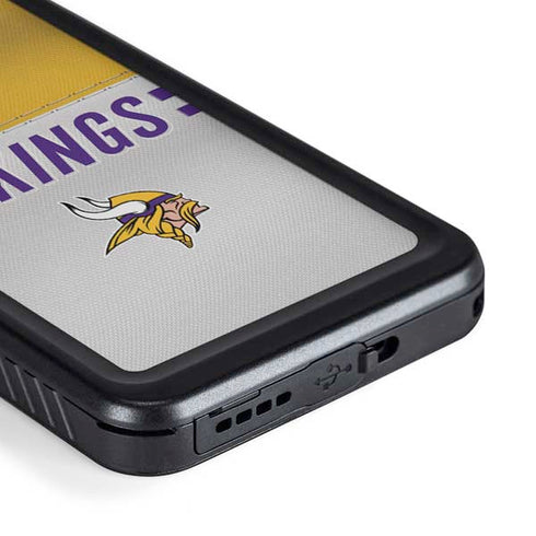 NFL Minnesota Vikings White Striped Galaxy S23 Waterproof Case
