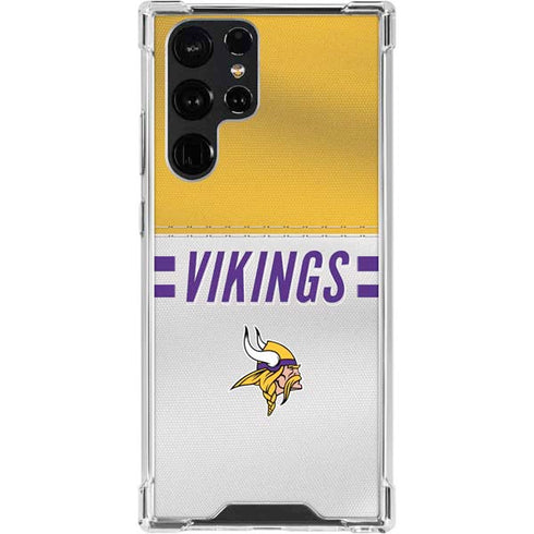 NFL Minnesota Vikings White Striped Galaxy S24 Ultra Clear Case