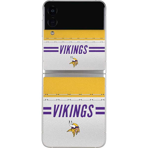 NFL Minnesota Vikings White Striped Galaxy Z Flip3 5G Skin