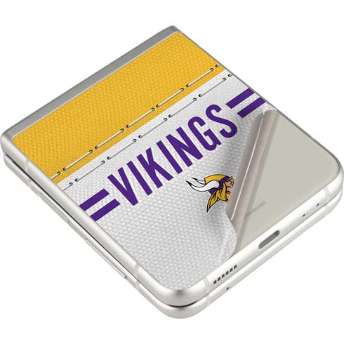 NFL Minnesota Vikings White Striped Galaxy Z Flip3 5G Skin