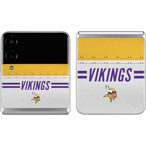 NFL Minnesota Vikings White Striped Galaxy Z Flip4 5G Skin