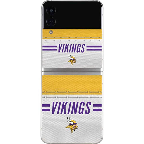 NFL Minnesota Vikings White Striped Galaxy Z Flip4 5G Skin