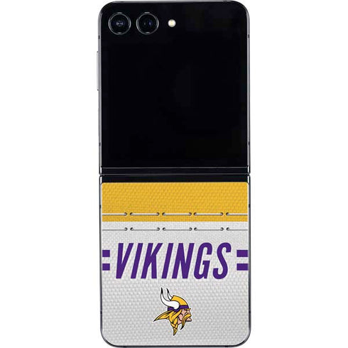 NFL Minnesota Vikings White Striped Galaxy Z Flip5 5G Skin